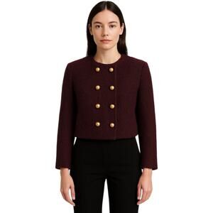 Vintage 80's Mark Eisen Bergdorf Goodman Bouclé Plum Cropped formal Jacket small